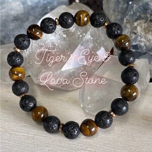 2/$35 - Tiger’s Eye and Lava Stone Natural Stone Bracelet - Unisex